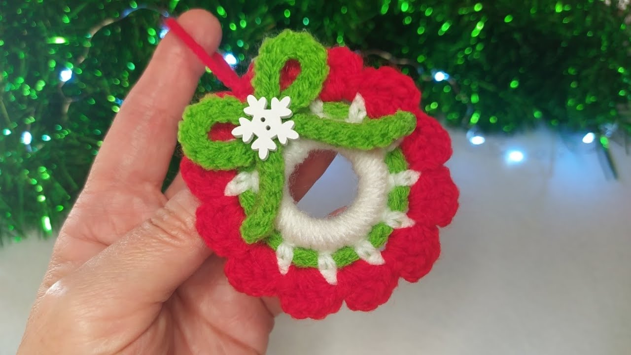 Mini Ghirlanda Uncinetto ❤️ Natale Tutorial 🎄 Mini Wreath Christmas Crochet ✨ Mini Corona Navidad