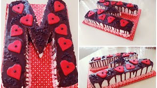 كيكة الحرف M بطريقه سهله جدا | تورته الحروف | كيكة الحروف سهلة التحضير |Alphabet Cake_Trending Cake