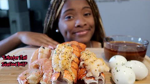 LOBSTER TAIL SEAFOOD BOIL MUKBANG WITH BLOVES SAUCE!