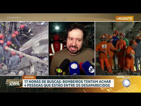 Bombeiros tentam resgatar quatro pessoas sob escombros de prédio que desabou em SP
