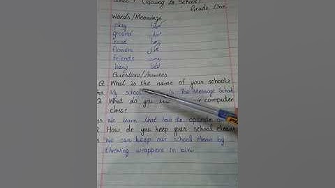 GRADE  1 : English Unit 7 All Questions/The Message School Sialkot