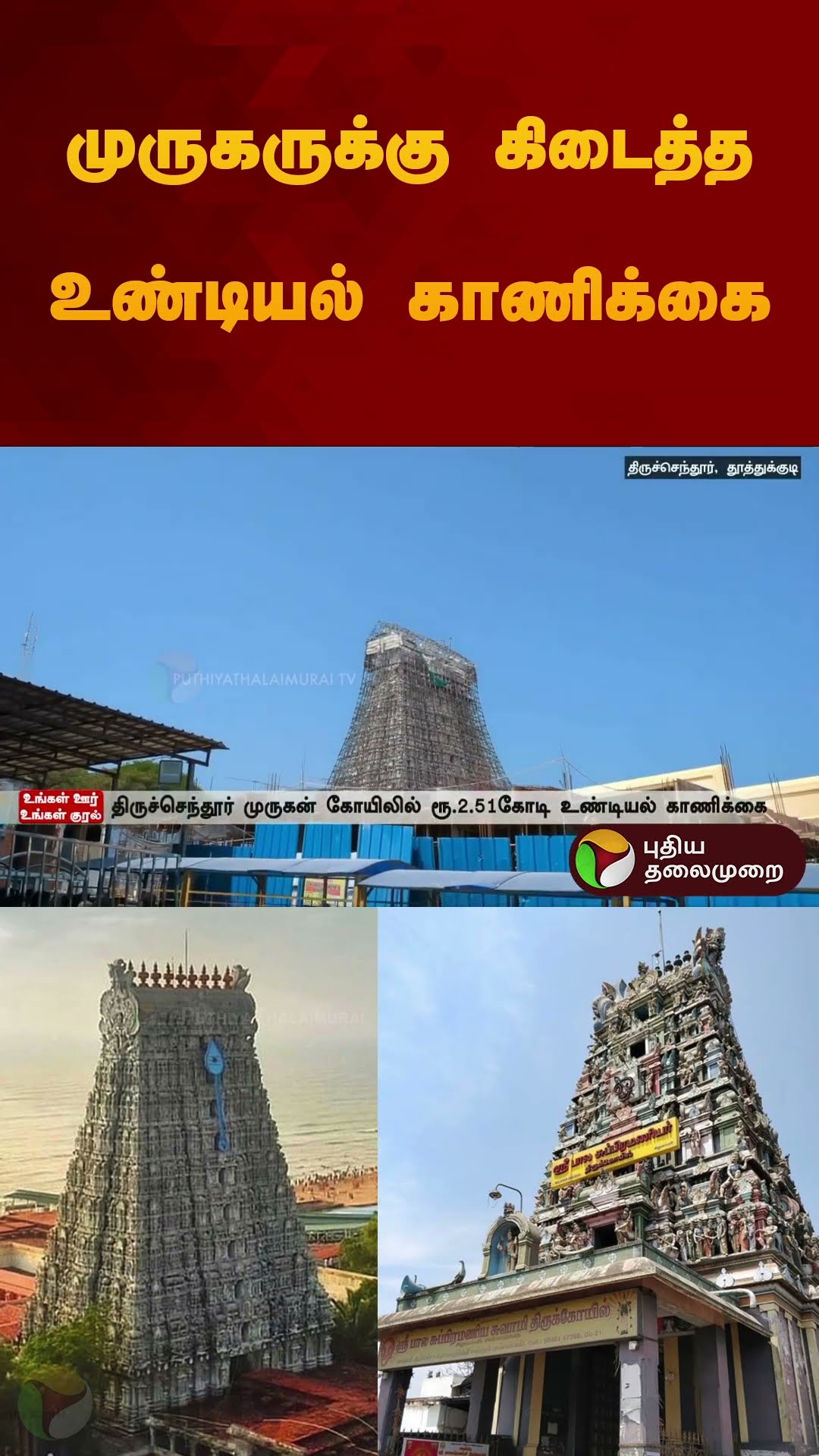 முருகருக்கு கிடைத்த உண்டியல் காணிக்கை | #thiruchendur | #siruvapuri | #hundi | #shorts