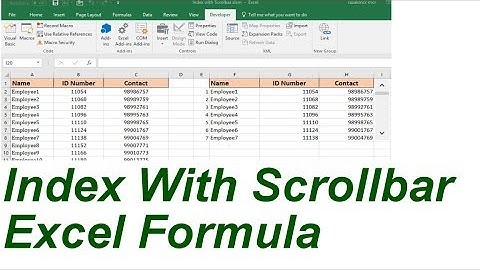Index With Scroll Bar Excel Formula