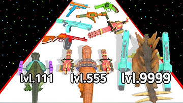 Dino Gun Madness Level Up Dinosaur 🦕 And Weapons Max Level Gameplay (Updated Version) 2024