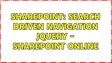 Sharepoint: Search Driven Navigation JQuery - SharePoint Online