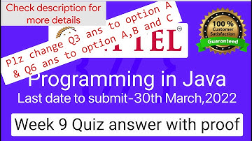 NPTEL Programming in Java Week 9 Quiz answers with detailed proof of each answer