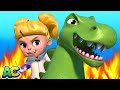 Turtle FireTruck vs. DINOSAUR and Evil Scientist | FireFighter Rescue Squad | AnimaCars