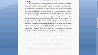 Designing Efficient Circuits Based on Runtime-Reconfigurable Field-Effect Transistors 2019-20