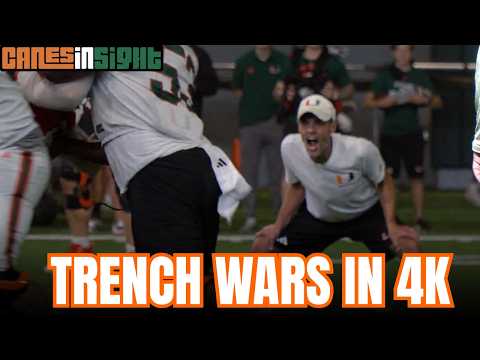 CAMP in 4K: Trench WARFARE Up Close Footage of OL vs DL Battles I Miami Hurricanes Practice 8.7.26