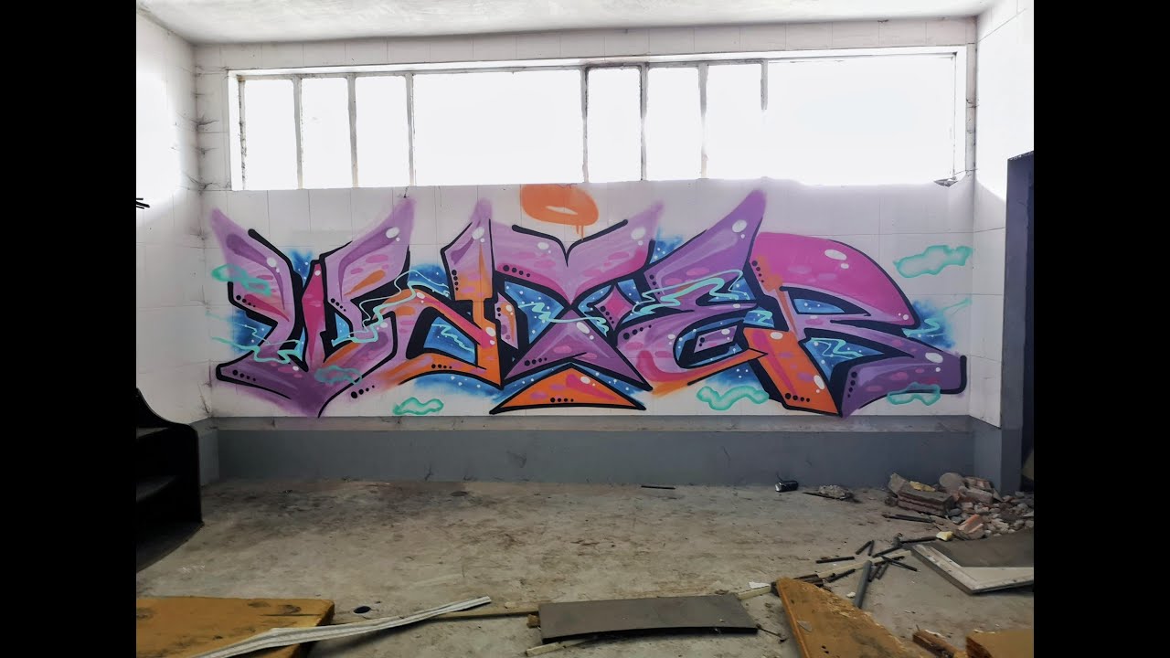 Graffiti - Water Oner- Color Piece in an Abandoned Building