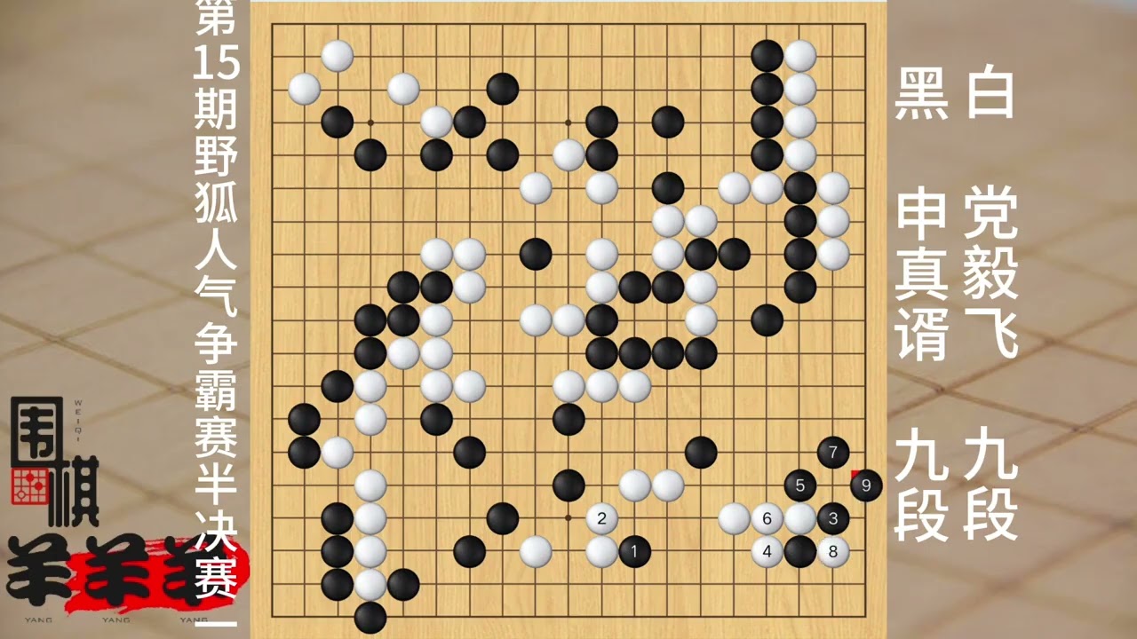 15期野狐人氣爭霸賽半決賽申真谞vs黨毅飛，黑棋控盤能力真強 #圍棋那些事 #下棋 #休閑娛樂 #益智游戲 #圍棋布局技巧和思路