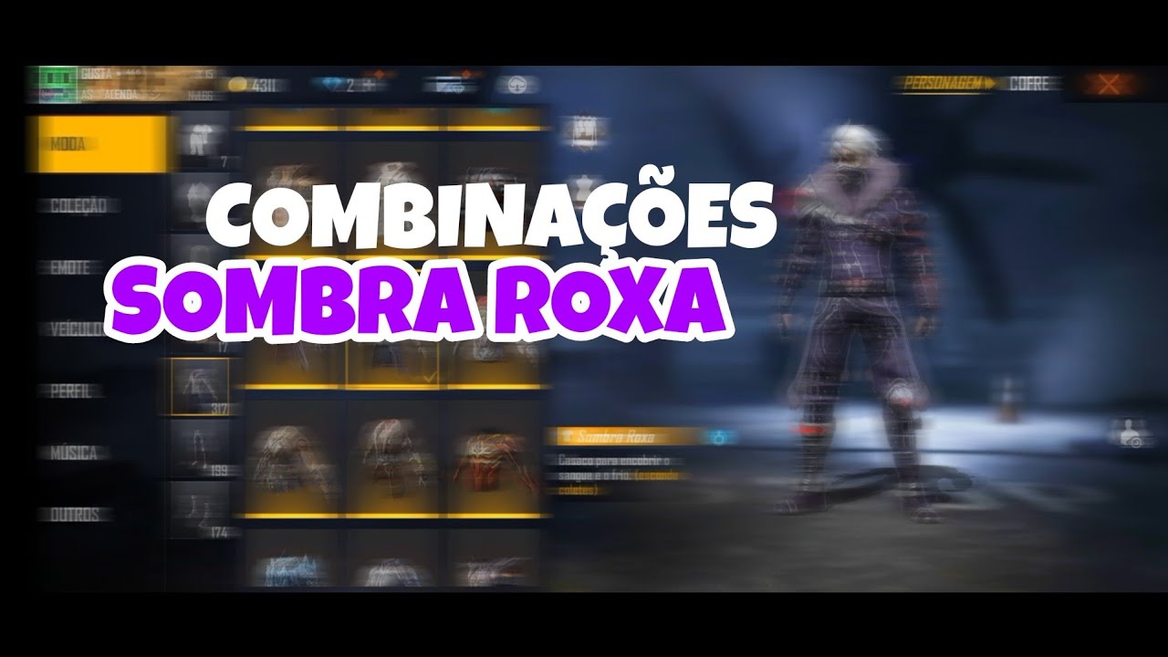 MELHORES COMBINAÇOES PACOTE SOMBRA ROXA FREE FIRE - YouTube