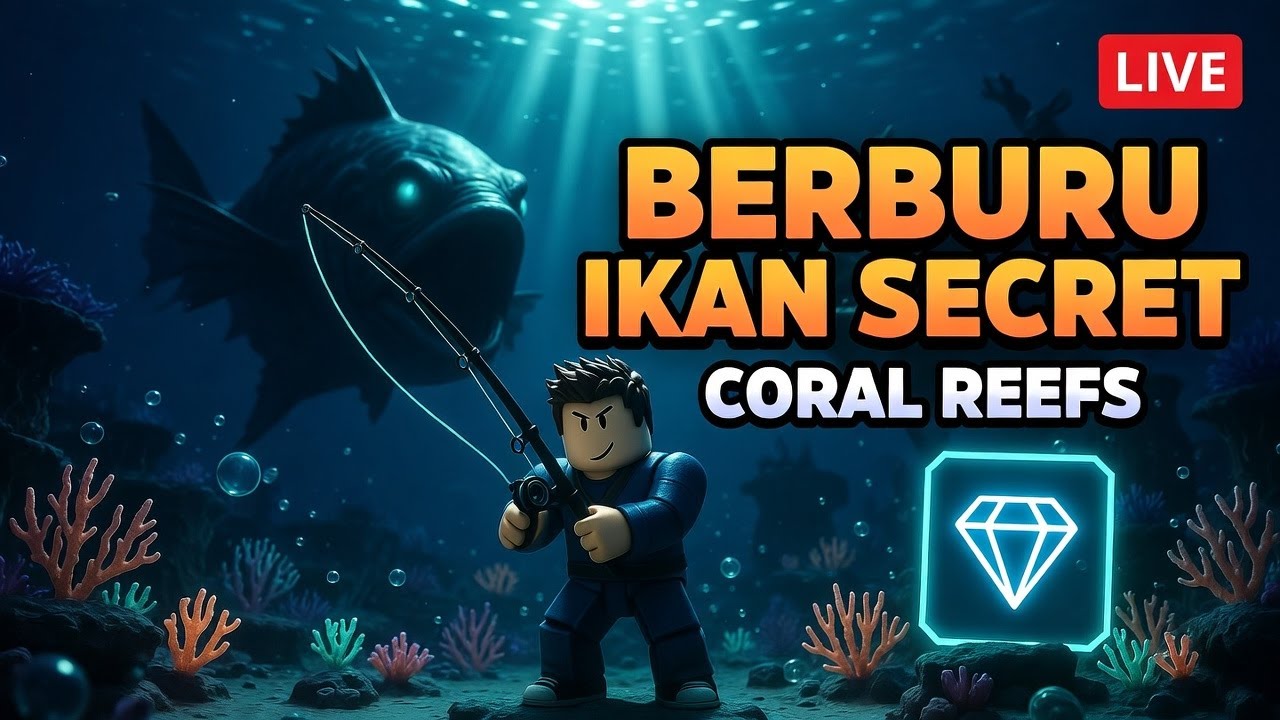LIVE Roblox Fish It! Ep.4 – Berburu Ikan SECRET di Coral Reefs demi Diamond Rod 💎🎣