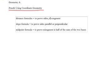 Geometry A - Proofs using Coordinate Geometry