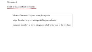 Geometry A - Proofs using Coordinate Geometry