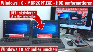 Windows 10  mbr2gpt.exe  Windows 10 schneller machen  HDD SSD umformatieren  [4K]