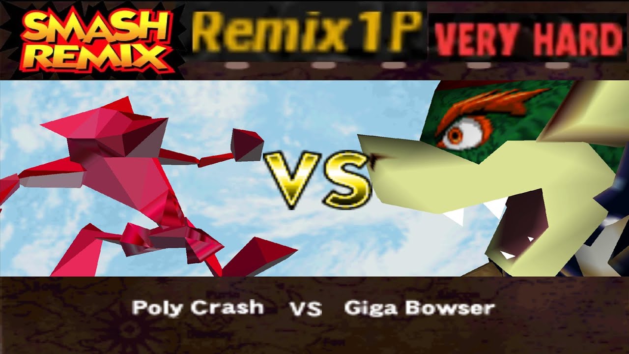 Smash Remix - Classic Mode Remix 1P Gameplay with Polygon Crash (VERY HARD)