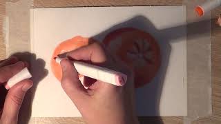 Рисуем мандарины маркерами. Draw tangerines with markers