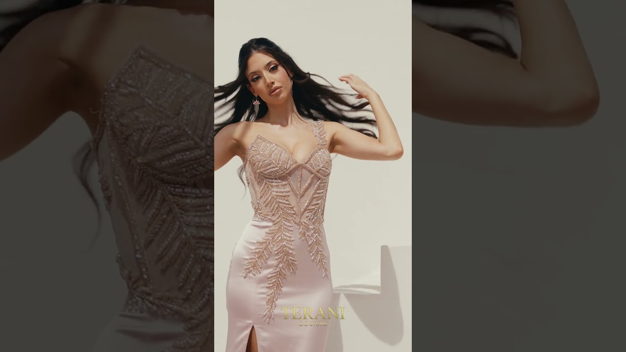 slim fit dress slacks Tina Holly Couture TA823 Rose Gold Sequin Strapless Mermaid Formal Dre main image 0