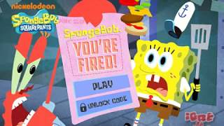 Spongebob Youre Fired Game Play Unlock Code Link To Play Game Free. No Ads Video