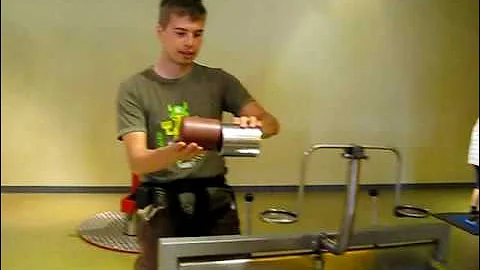 Moment of inertia demonstration with cylinder