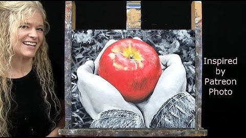 Learn How to Draw and Paint AN APPLE A DAY with Acrylics- Paint and Sip at Home-Beginner Art Lesson