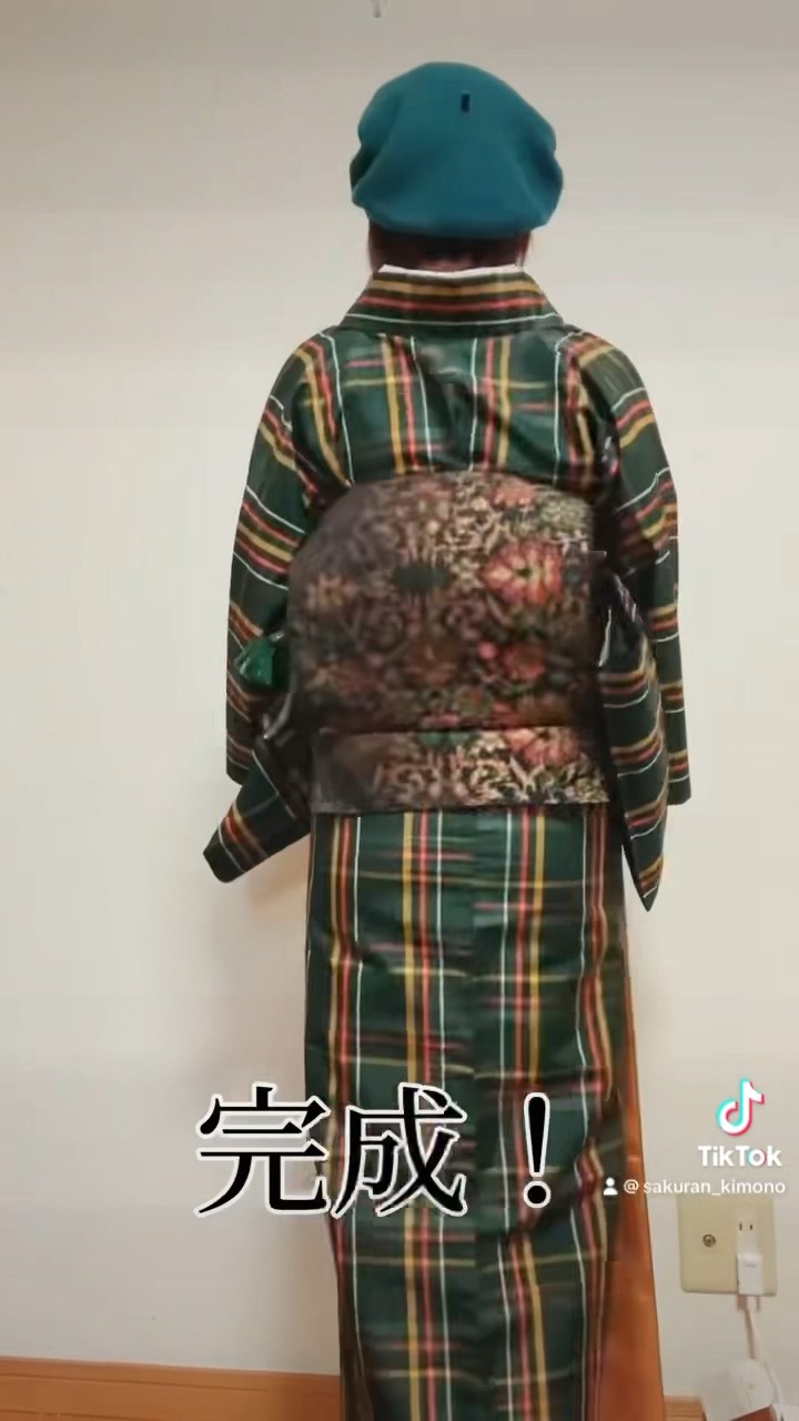 買ったばかりのしゃれ袋帯で二重太鼓 #着物 #着付け #帯結び #サクラン