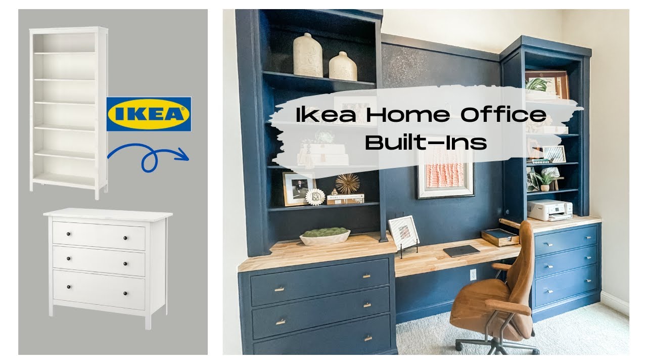 Diy Ikea Hemnes Home Office Built-In Desk & Bookshelf Hack - Youtube