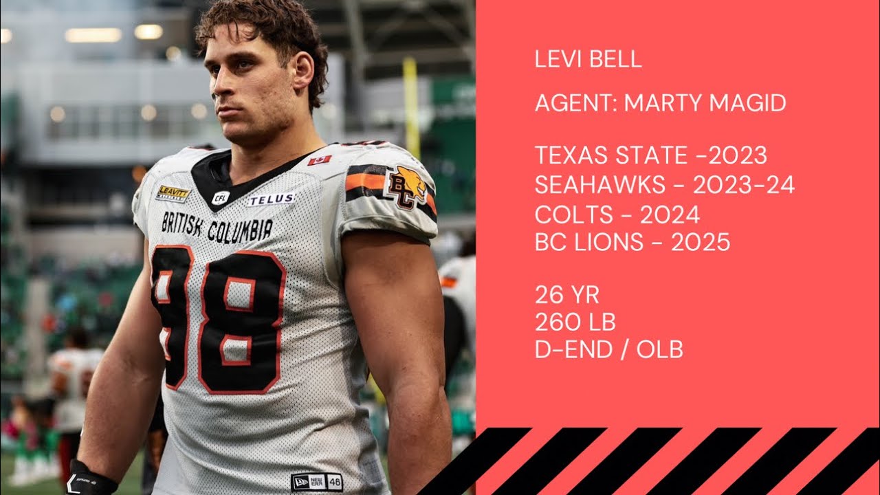 Levi Bell - DE- BC Lions 2025 CFL Highlights 