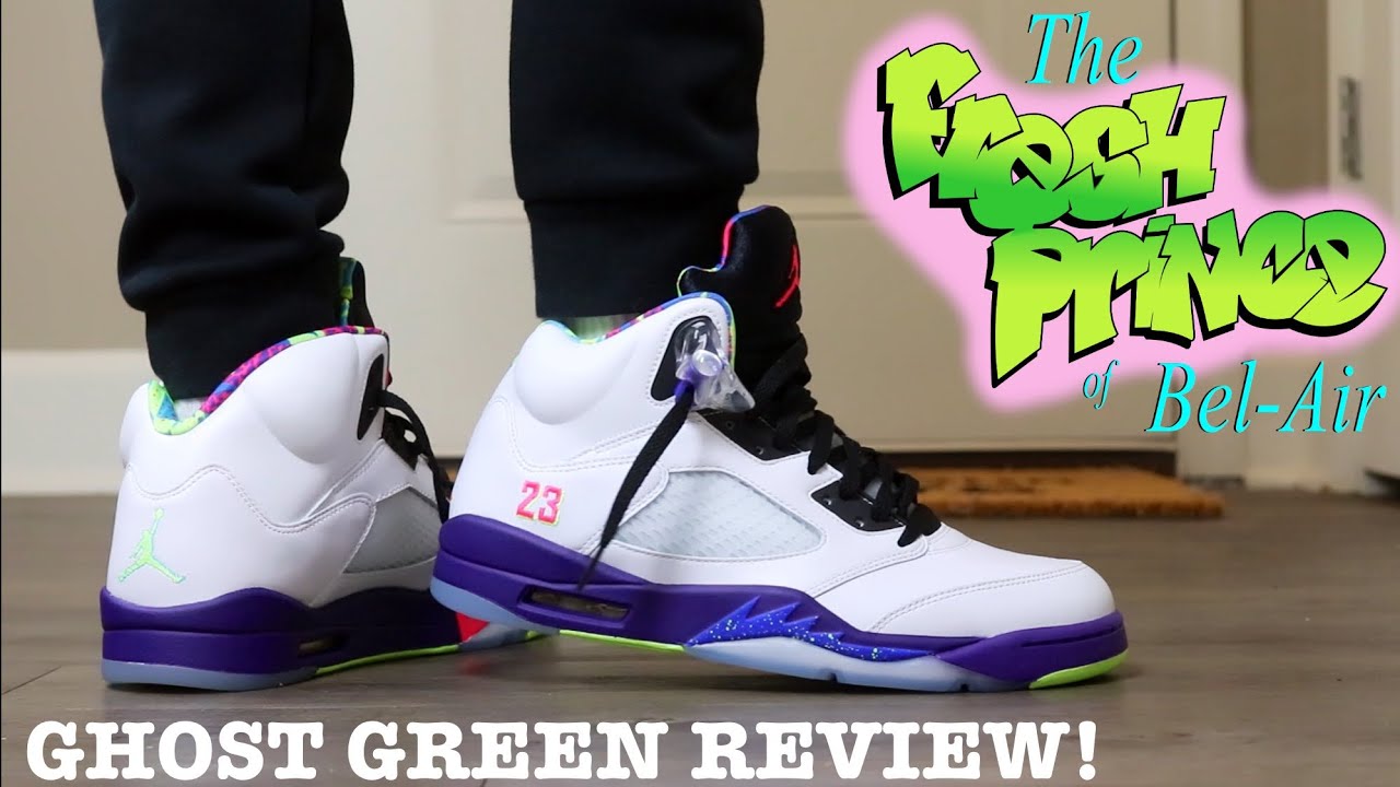 white ghost green jordan 5