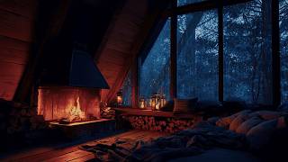 HEAVY RAIN, Thunder and Fireplace Sounds for Sleeping, Relax, Study, insomnia, Reduce Stress - Calm