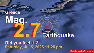 Aegean Sea, 30 km Southeast of Nisi Irakleia Island, Greece Earthquake today now