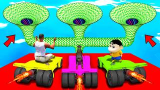 SHINCHAN AND FRANKLIN TRIED THE GIANT SPEED BOOSTER TRIPLE FUNNEL TUNNEL PARKOUR CHALLENGE GTA 5