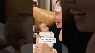 Baby Copies Mom as She Sticks Her Tongue Out