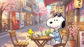Snoopy's Cozy Japanese Spring Café ☕🌸 Relaxing Cherry Blossom
