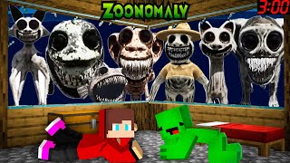 JJ and Mikey Hide From Monsters from Zoonomaly and Scary ZOOKEEPER At Night in Minecraft - Maizen