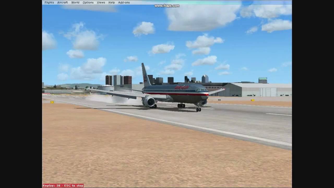 FSX American airlines (Level d 767)  landing at KSAN
