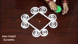 2 Simple and easy rangoli designs with 3 dots🌸Small kolam for beginners🌸Daily muggulu