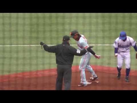 2015/03/07 巨人 吉川大幾 ライト線ツーベースヒット！