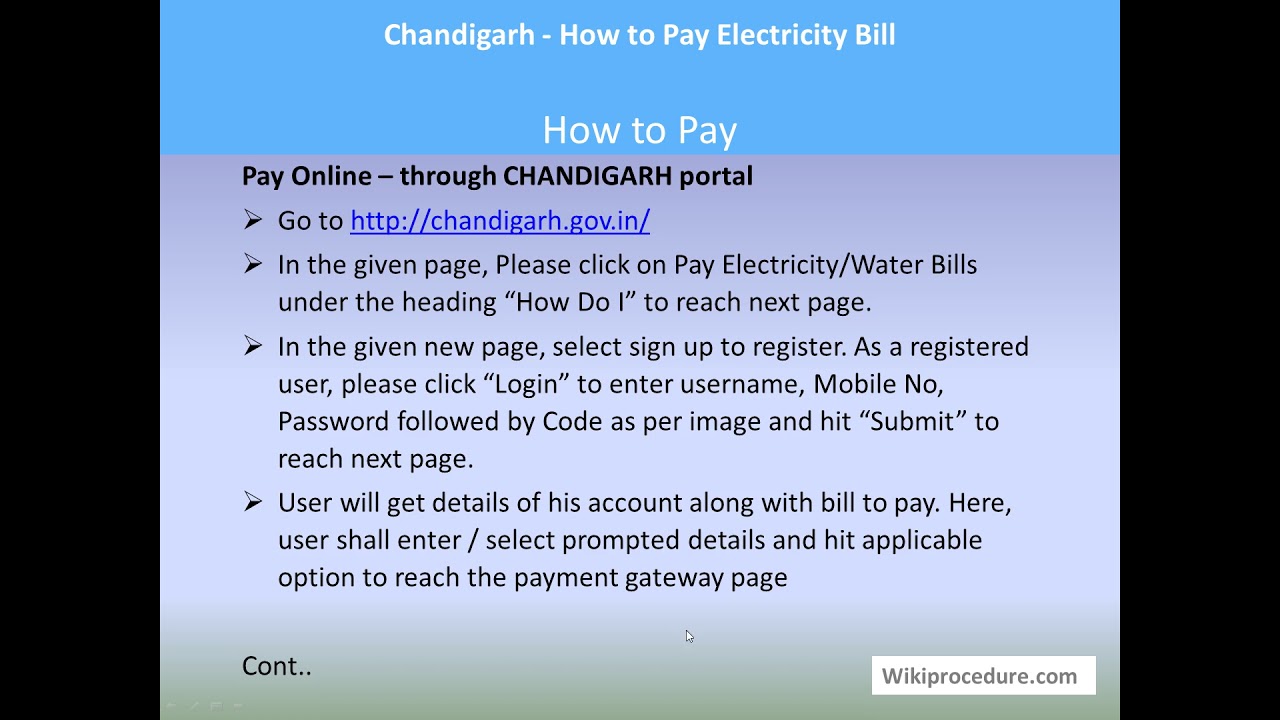 Chandigarh Online Pay Electricity Bill YouTube