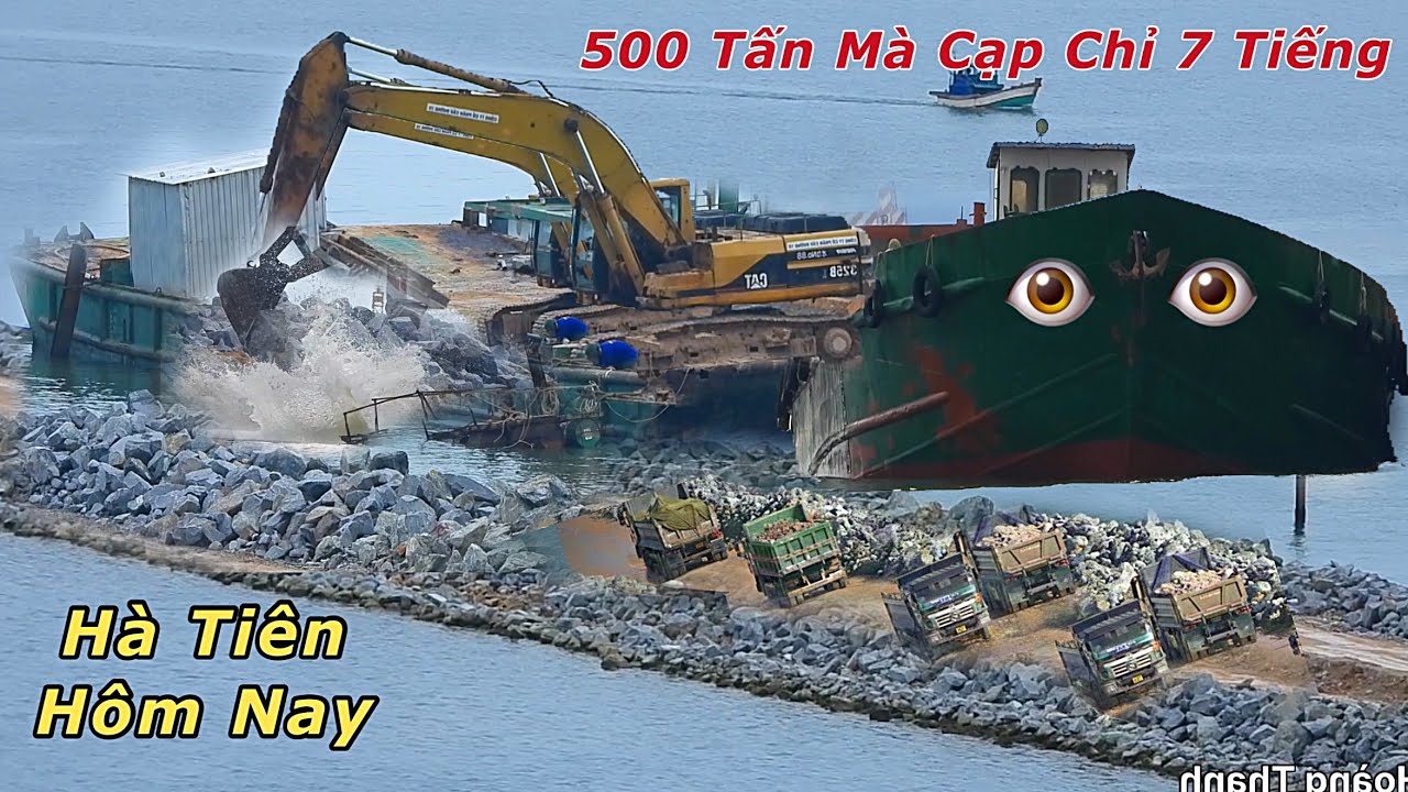 Đường Vượt Biển Hà Tiên Hôm Nay, Quá nhanh sà lan chở 500 Tấn đá chỉ cạp trong 7 Tiếng là xong