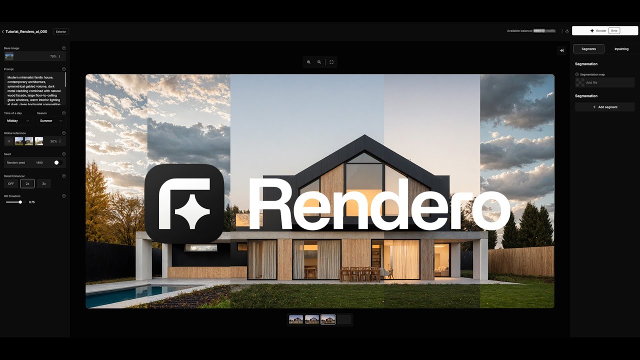 Rendero AI Tutorial: Create a Realistic Architectural Render Step by ...