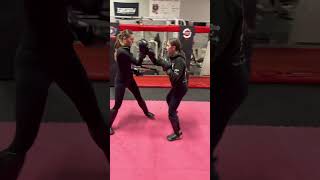 Kickboxing orthodox to southpaw pressure to head kick combo