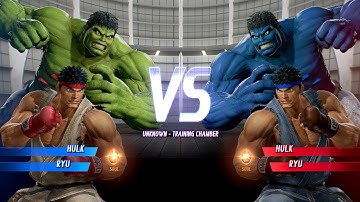 Hulk and Ryu VS Blue Hulk and Blue Ryu - Marvel vs Capcom Infinite