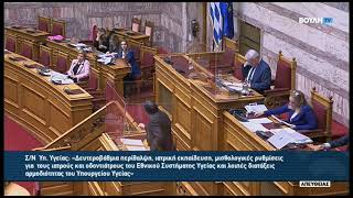 Τοποθέτηση Αλ.Αυλωνίτη στη Βουλή για Σ/Ν Υπ.Υγείας