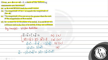 Given, \( \mathbf{a}+\mathbf{b}+\mathbf{c}+\mathbf{d}=0 \), which of the following statements ar...