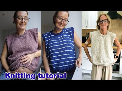 OVERSIZED SIMPLE SWEATER VEST | Easy knitting tutorial for beginners - size inclusive 🧶