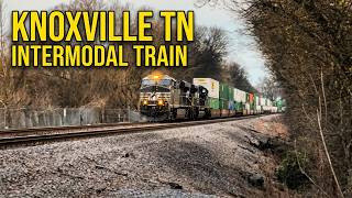 Double-Stacked Container Train in Motion | Freight Railroad