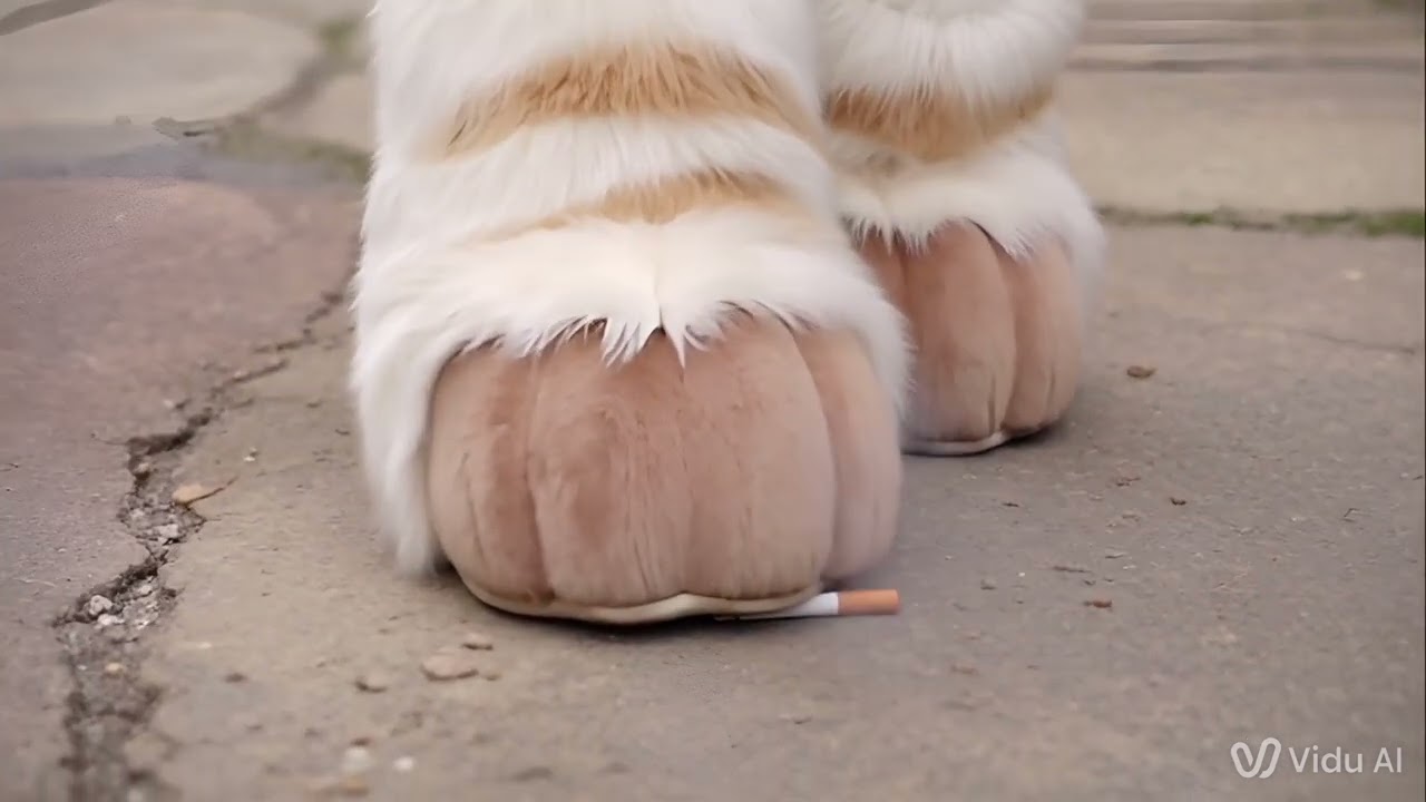 Furry Girl Mascot Crush On Smoke Cigarette