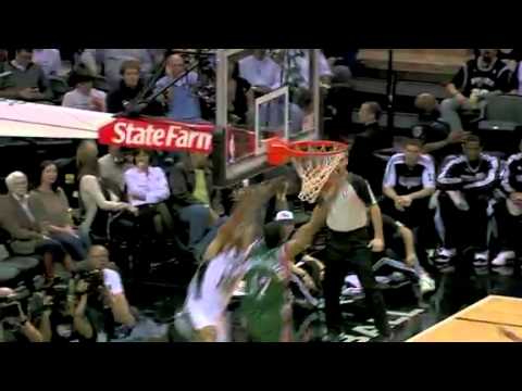 Chris Douglas Roberts nasty block at the rim a Ric...